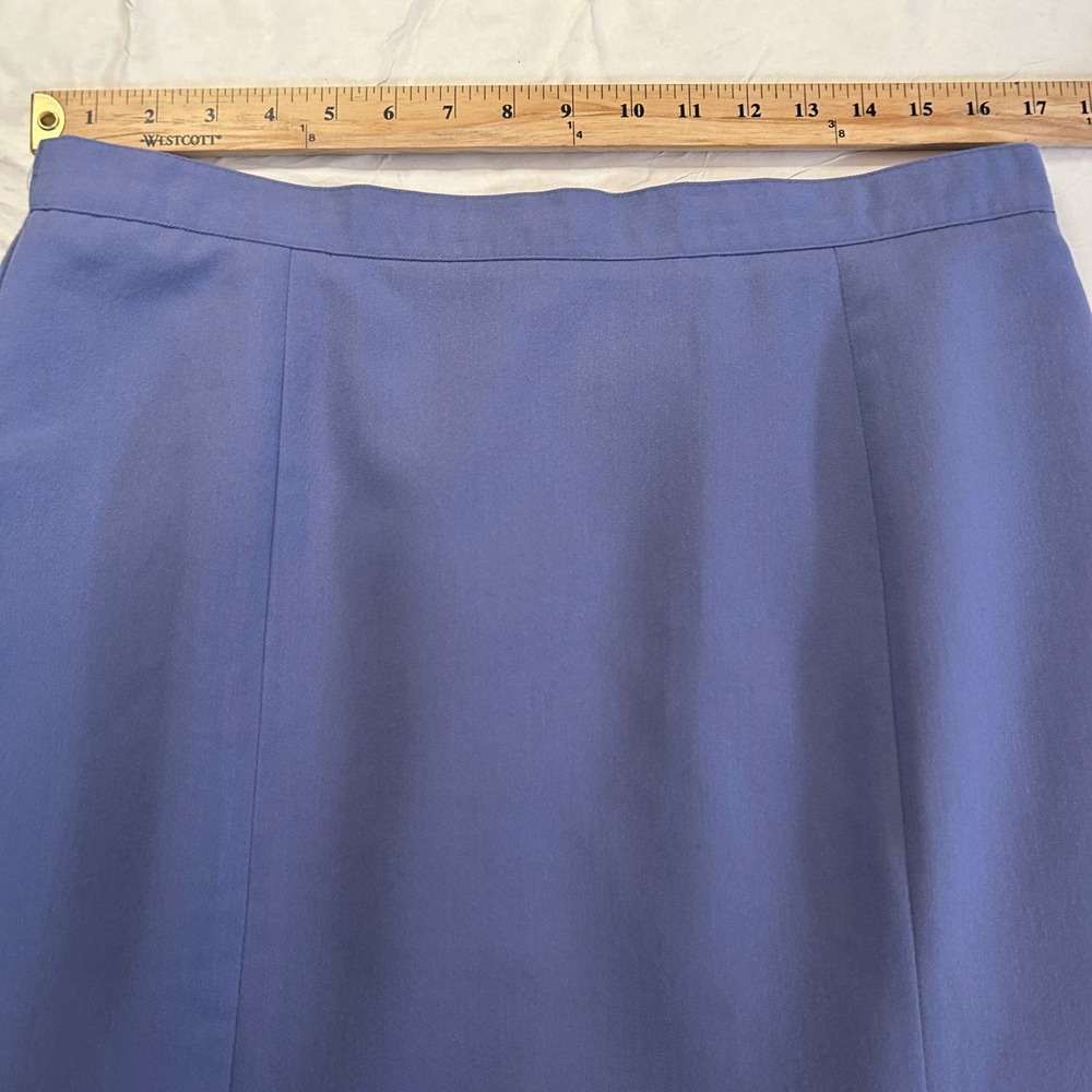 Worthington Petite Midi Skirt Periwinkle Blue Elastic‎ Waist Slit Detail Women - Picture 3 of 9
